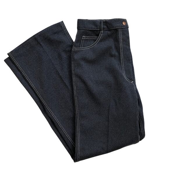Vintage Western Flare Pants Sears, Dark Blue "Denim Look" Stretch 1970s Retro - Picture 9 of 13
